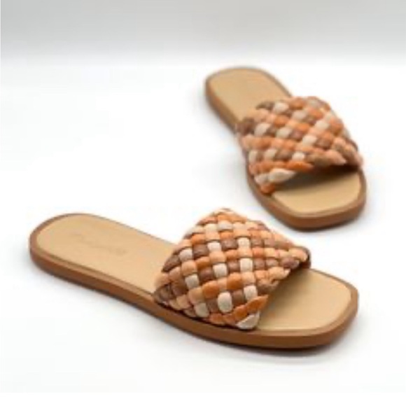 MADEWELL The Suzi Slides Multicolor Woven Leather Slip On Summer Sandal Sz 7.5 - Picture 1 of 11